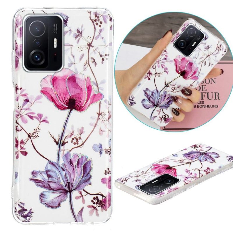 Hoesje voor Xiaomi 11T / 11T Pro Paarse Bloem Siliconen