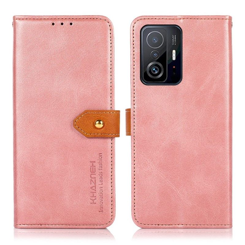 Leren Hoesje voor Xiaomi 11T / 11T Pro Bescherming Khazneh Tweekleurig Kunstleer