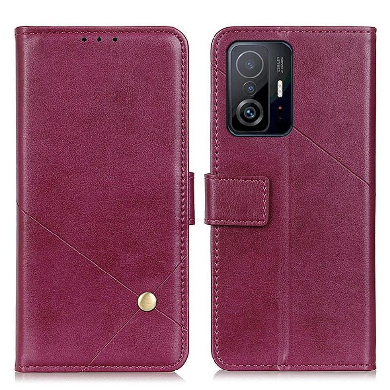 Leren Hoesje voor Xiaomi 11T / 11T Pro Folio-hoesje Faux Lederen Flap Met Klinknagel