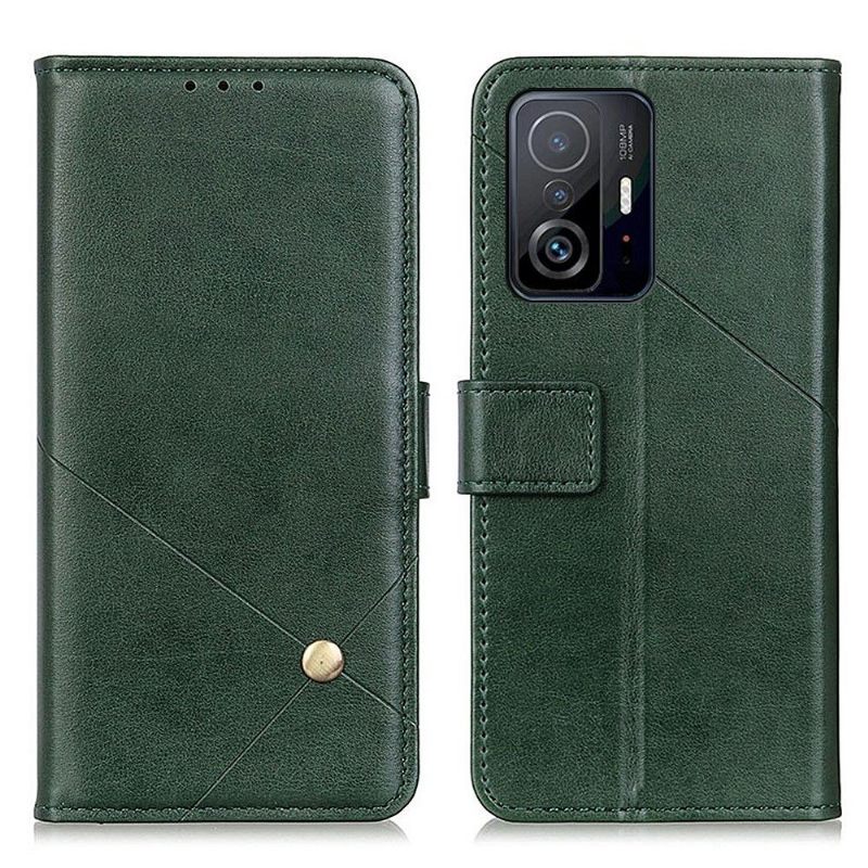 Leren Hoesje voor Xiaomi 11T / 11T Pro Folio-hoesje Faux Lederen Flap Met Klinknagel