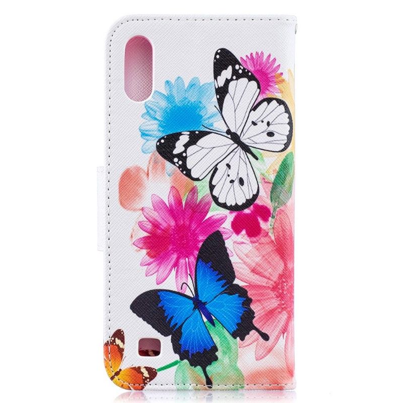 Cover voor Samsung Galaxy A10 Vlinders En Kleurrijke Bloemen