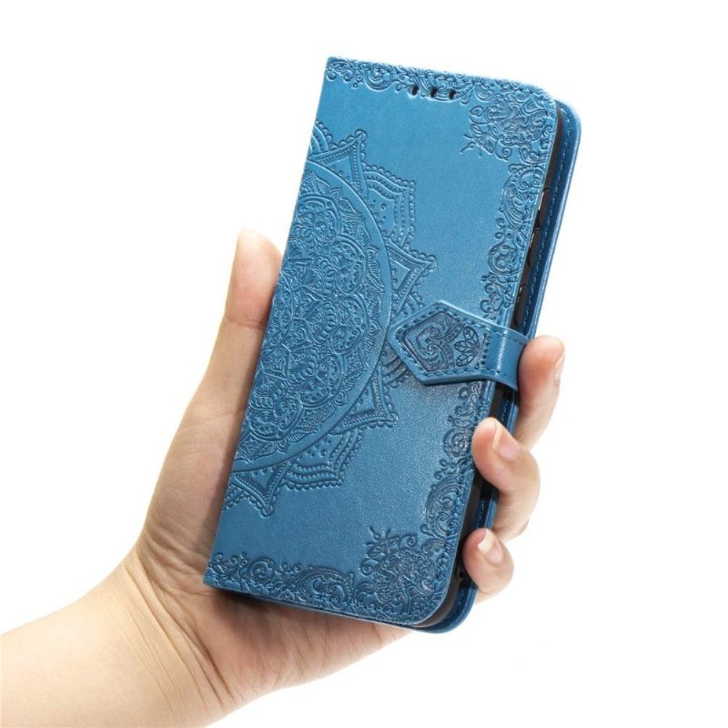 Folio-hoesje voor Samsung Galaxy A10 Reliëf Bloem Mandala