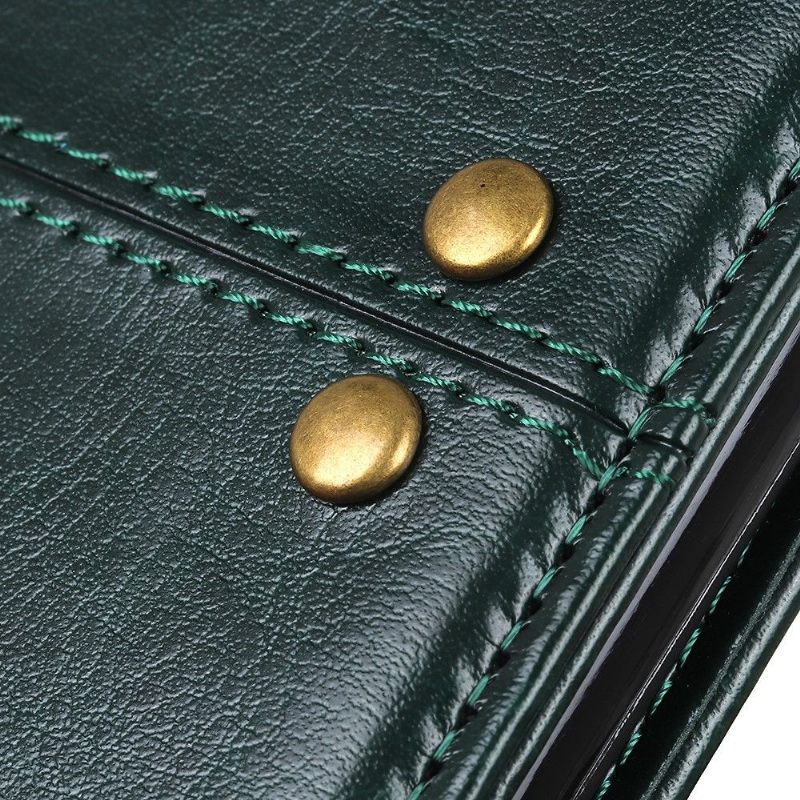 Folio-hoesje voor Samsung Galaxy Note 10 Lite Imitatieleer Met Studs - Groen