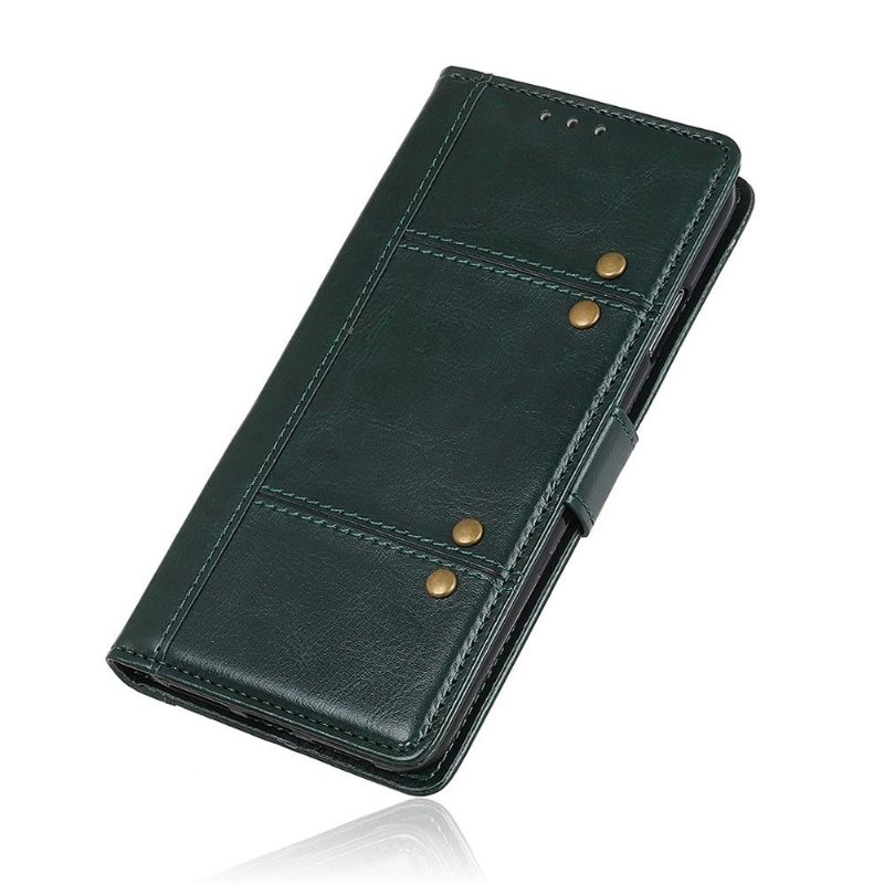 Folio-hoesje voor Samsung Galaxy Note 10 Lite Imitatieleer Met Studs - Groen