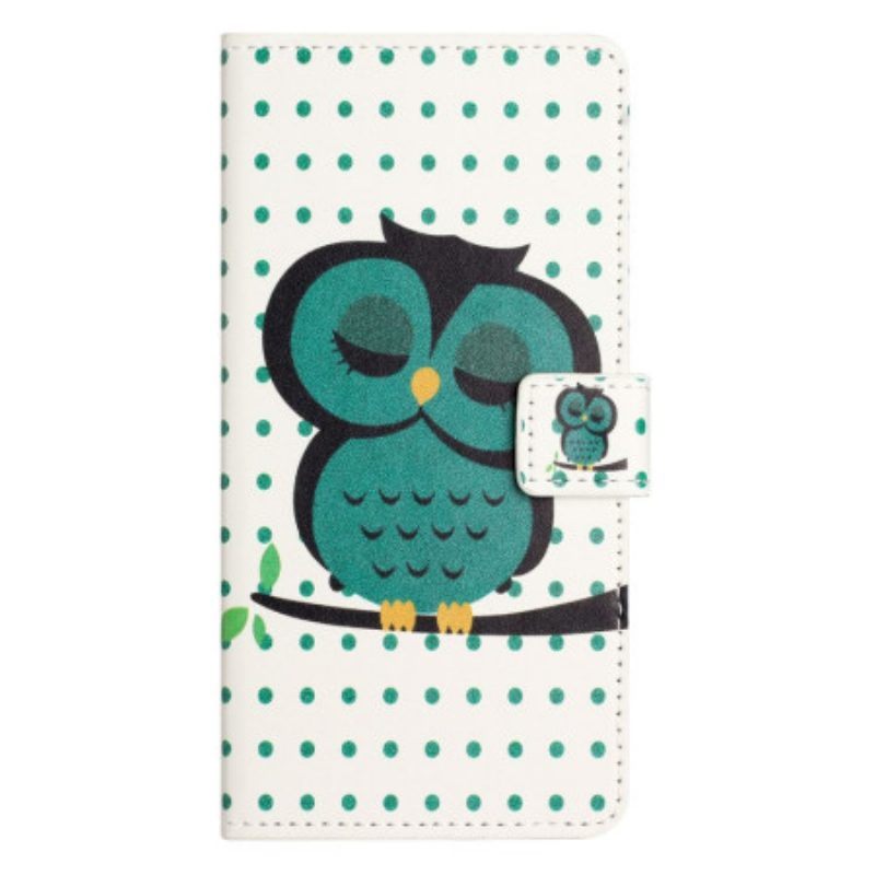 Folio-hoesje voor iPhone 14 Pro Slapende Uil