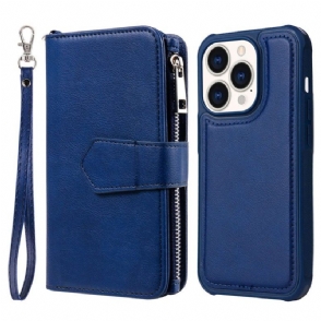 Hoesje Flip Case voor iPhone 14 Pro Portemonnee Leren Portemonnee Met Afneembaar