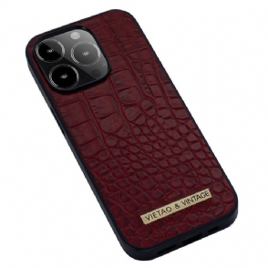 Hoesje voor iPhone 14 Pro Imitatie Krokodillenleer Vietao