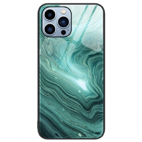 Hoesje voor iPhone 14 Pro Marmeren Kleuren Gehard Glas