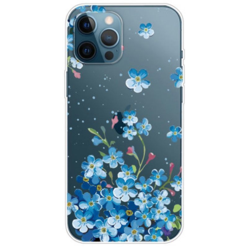 Hoesje voor iPhone 14 Pro Naadloze Blauwe Bloemen