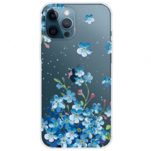 Hoesje voor iPhone 14 Pro Naadloze Blauwe Bloemen