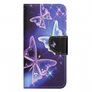 Leren Hoesje voor iPhone 14 Pro Vlinders