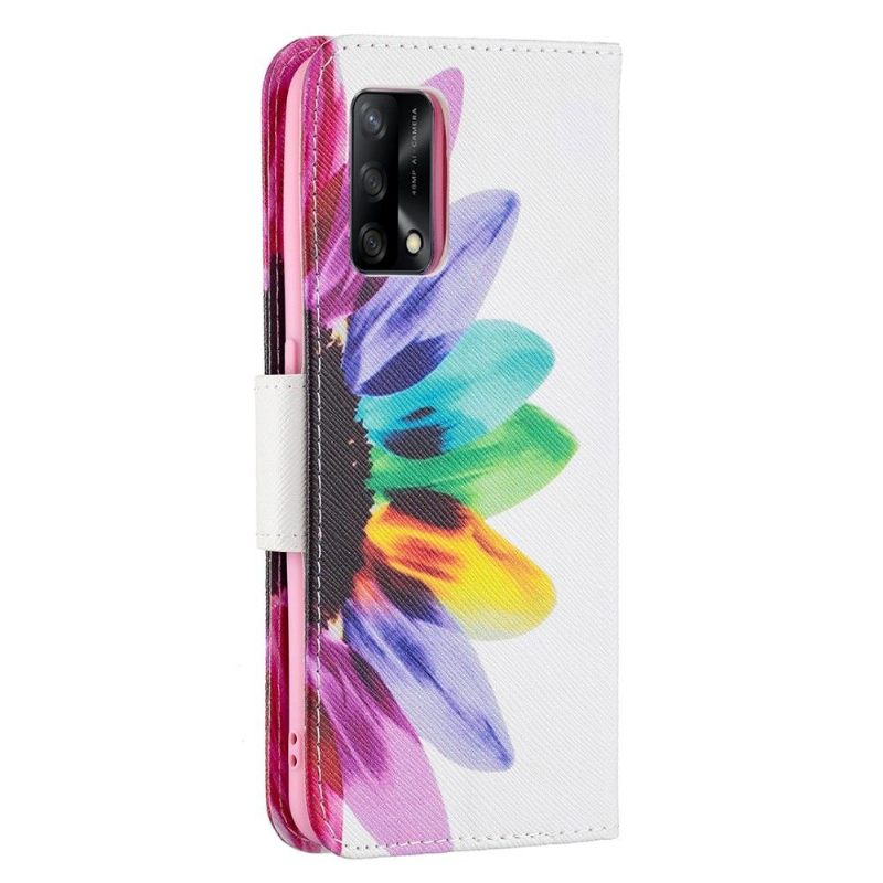 Flip Case voor Oppo A74 4G Gekleurde Bloemblaadjes