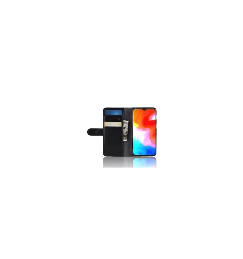 Folio-hoesje voor OnePlus 6T Premium Leder - Zwart