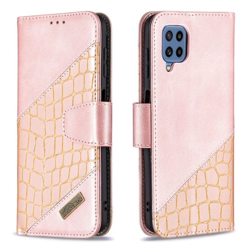 Folio-hoesje voor Samsung Galaxy M32 Anti-fall Croc Aspect Leereffect