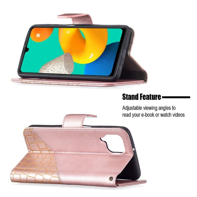 Folio-hoesje voor Samsung Galaxy M32 Anti-fall Croc Aspect Leereffect