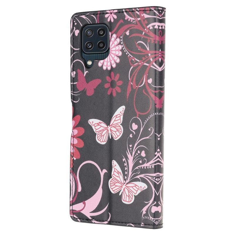 Folio-hoesje voor Samsung Galaxy M32 Vlinders En Bloemen