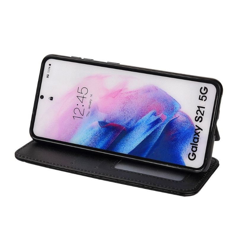 Flip Case voor Samsung Galaxy S21 Plus 5G Luxe Gewatteerd Leereffect