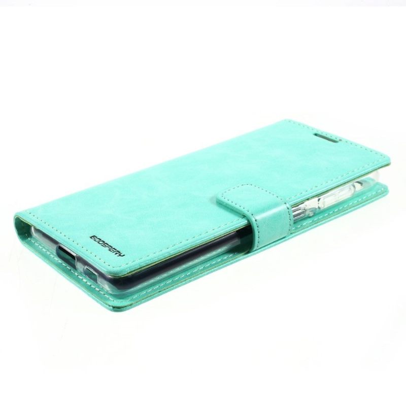 Leren Hoesje voor Samsung Galaxy S21 Plus 5G Bescherming Mercury Blue Moon-imitatieleer