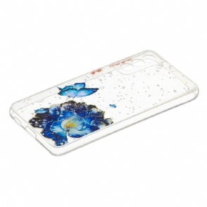 Telefoonhoesje voor Samsung Galaxy S21 Plus 5G Bescherming Blauwe Bloemen En Vlinders