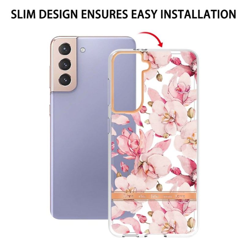 Telefoonhoesje voor Samsung Galaxy S21 Plus 5G Gardenia Roze Bloem