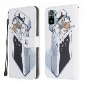 Folio-hoesje voor Poco M5s Met Ketting Levering Katten Met Strings