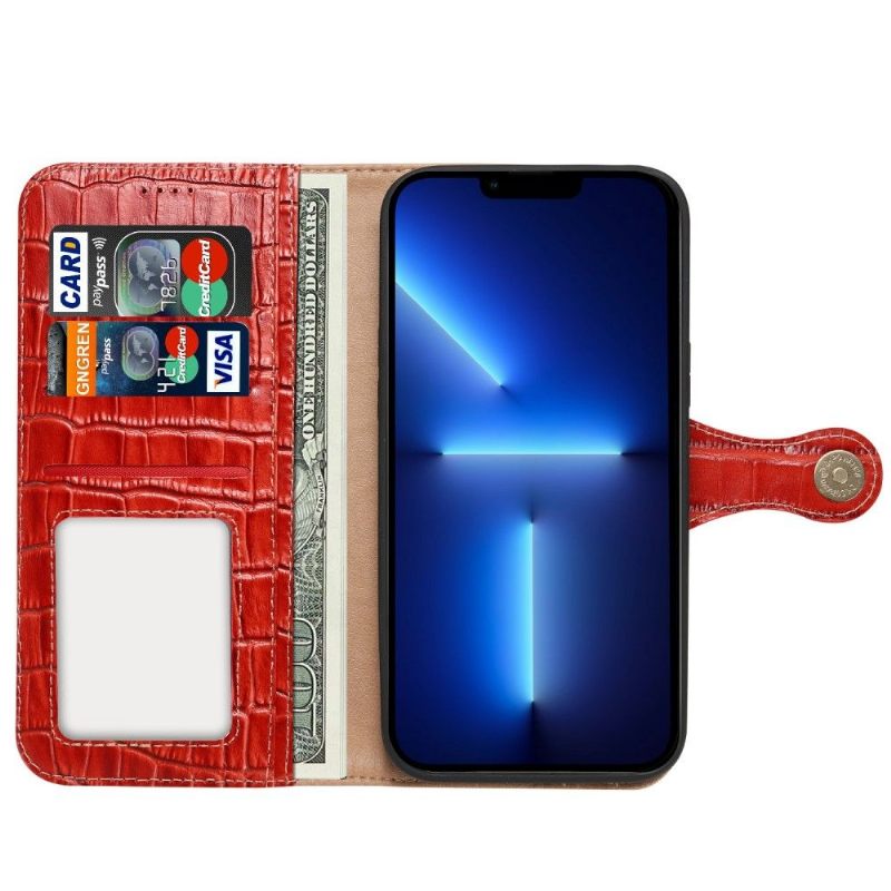 Flip Case voor iPhone 13 Pro Echt Leer In Kroko-look