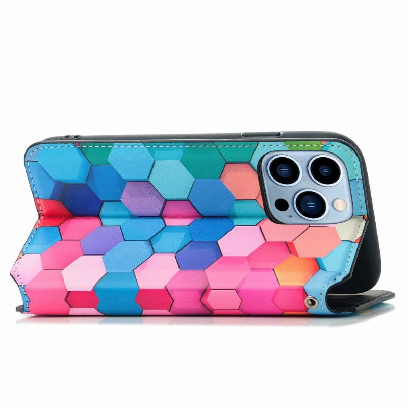 Flip Case voor iPhone 13 Pro Folio-hoesje Kleurrijke Honingraat Flip Flap