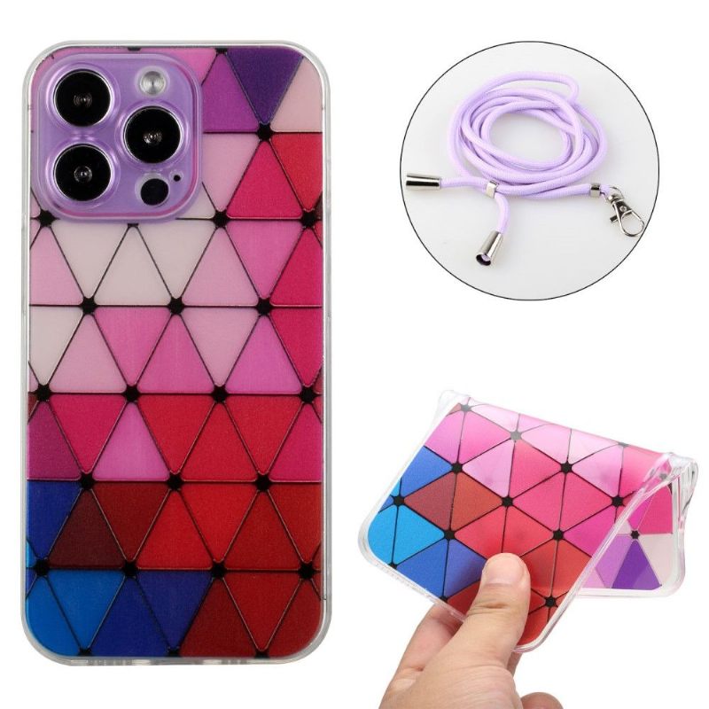 Hoesje voor iPhone 13 Pro Met Koord Mona Rhombus