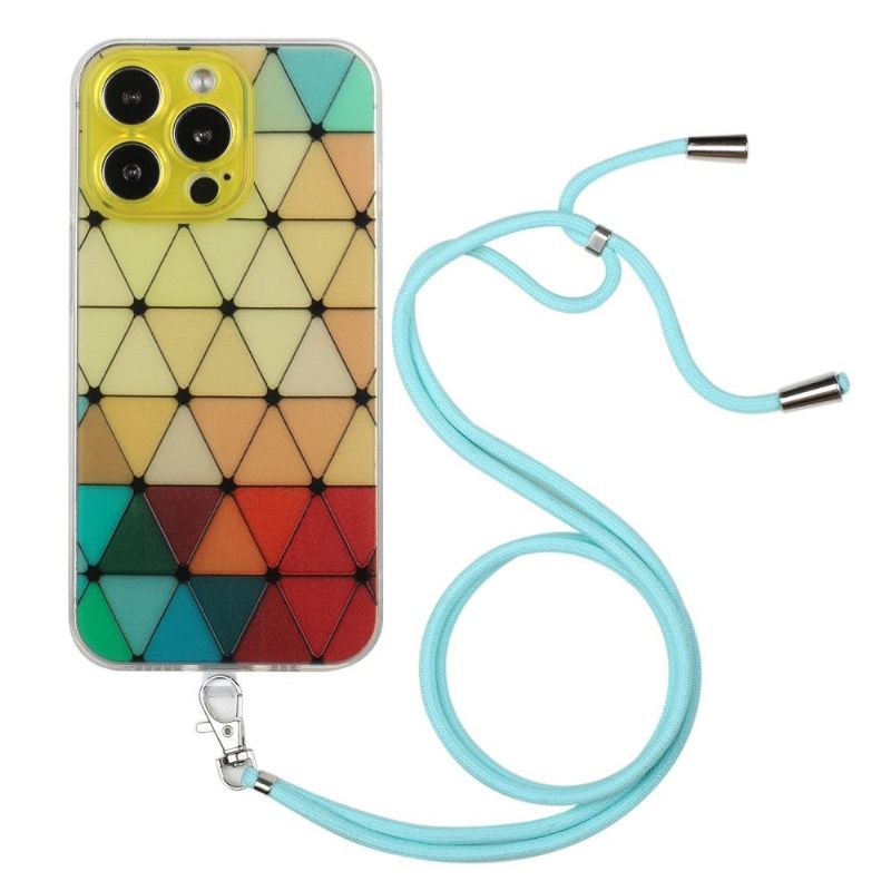 Hoesje voor iPhone 13 Pro Met Koord Mona Rhombus