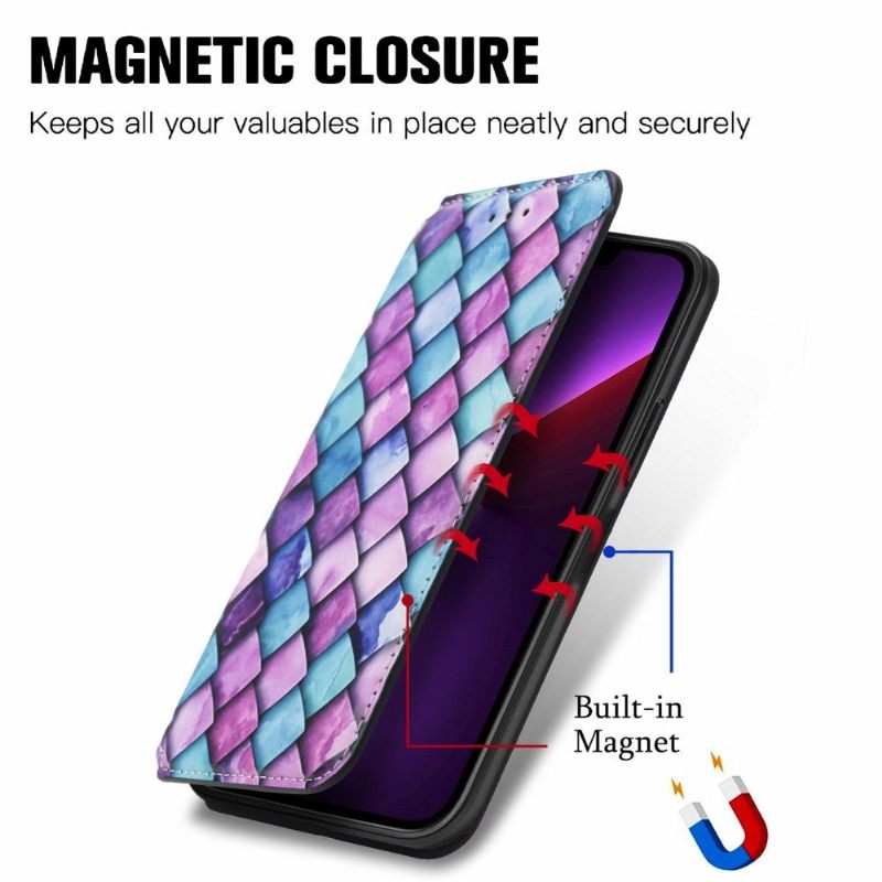 Leren Hoesje voor iPhone 13 Pro Bescherming Folio-hoesje Gekleurde Tortoise Flip Flap