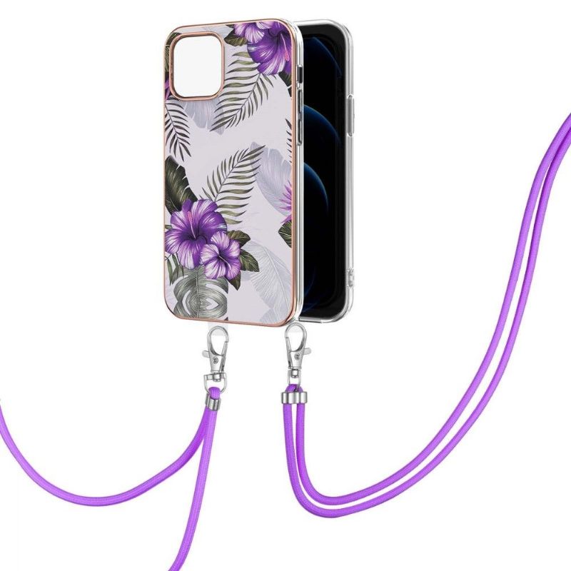 Telefoonhoesje voor iPhone 13 Pro Met Koord Exotische Bloemen