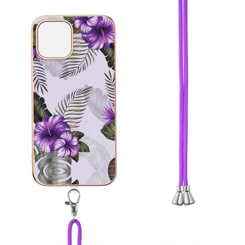 Telefoonhoesje voor iPhone 13 Pro Met Koord Exotische Bloemen