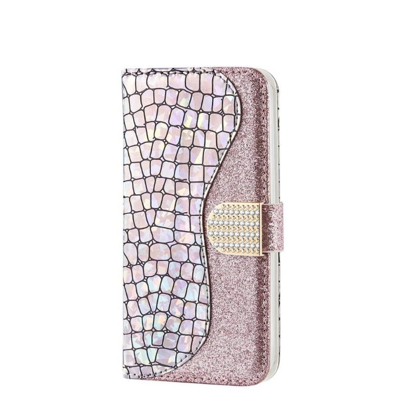 Folio-hoesje voor iPhone 11 Glamour Met Krokodileffect