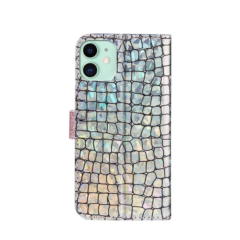 Folio-hoesje voor iPhone 11 Glamour Met Krokodileffect