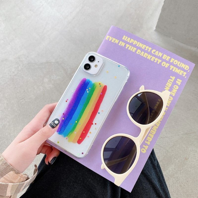 Hoesje voor iPhone 11 Regenboogglitter