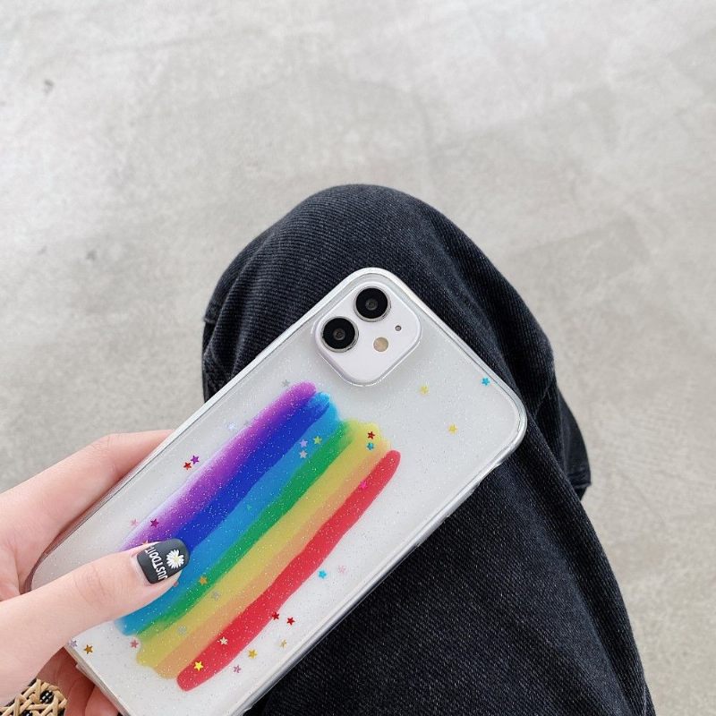 Hoesje voor iPhone 11 Regenboogglitter