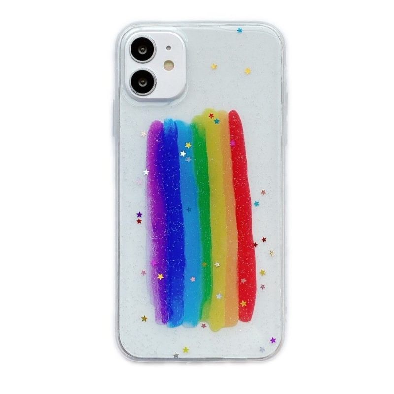 Hoesje voor iPhone 11 Regenboogglitter