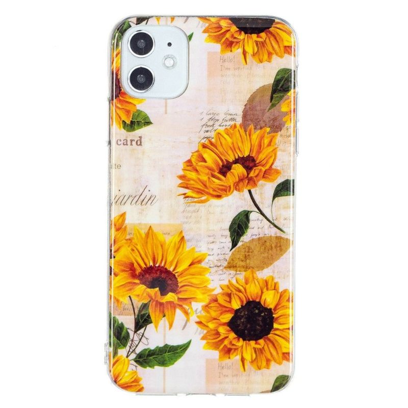 Hoesje voor iPhone 11 Vintage Zonnebloem Fluorescerend