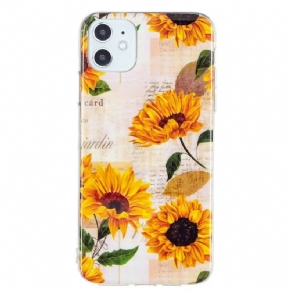 Hoesje voor iPhone 11 Vintage Zonnebloem Fluorescerend