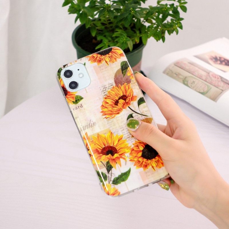 Hoesje voor iPhone 11 Vintage Zonnebloem Fluorescerend