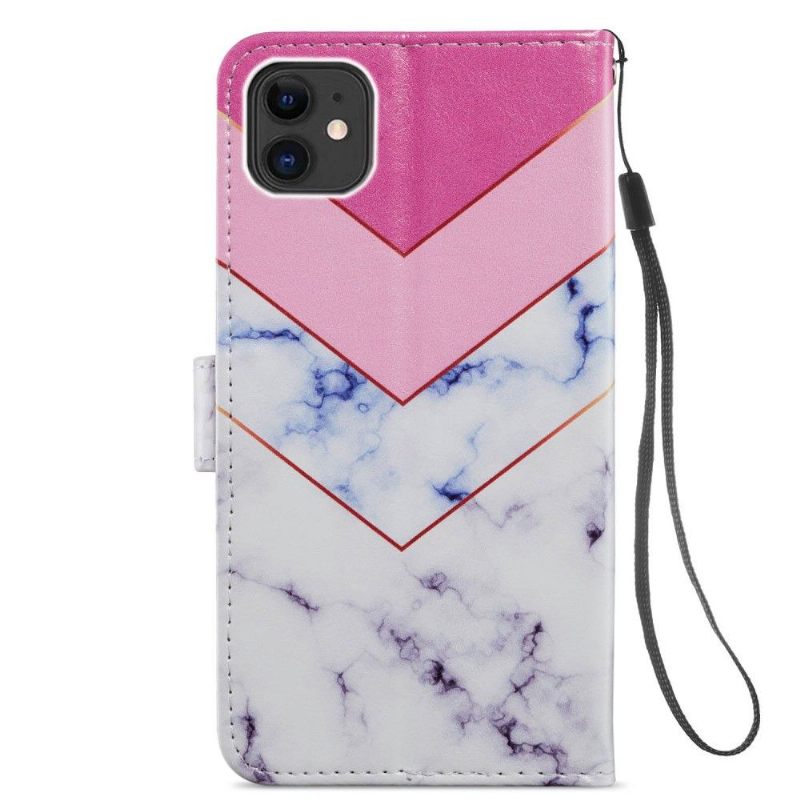 Leren Hoesje voor iPhone 11 Bescherming Marmeren Geometrie