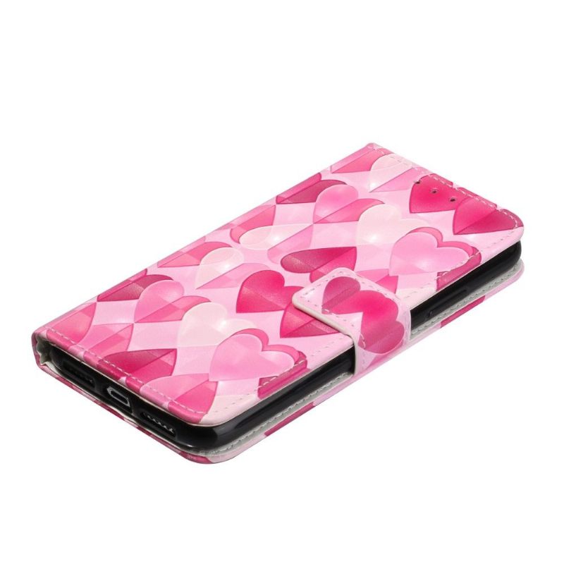 Leren Hoesje voor iPhone 11 Harten + Schouderriem