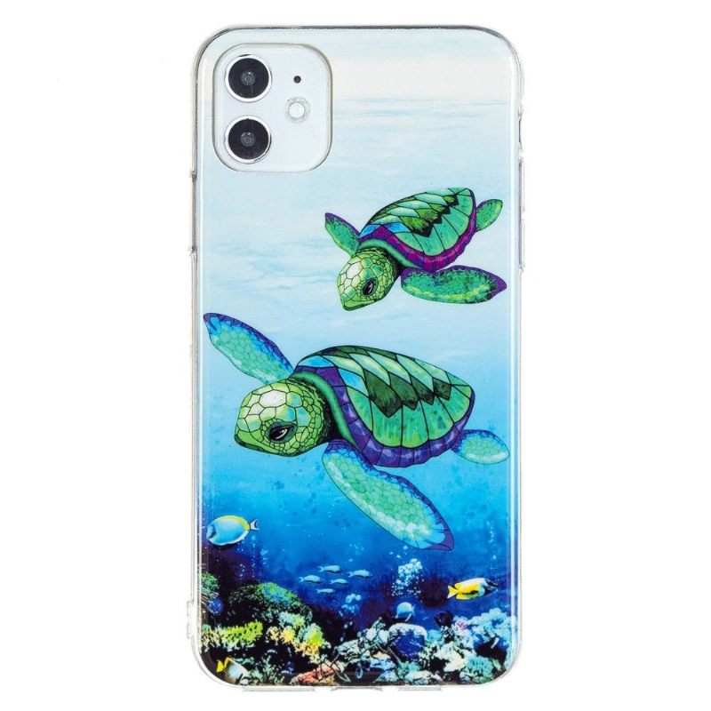 Telefoonhoesje voor iPhone 11 Bescherming Fluorescerende Schildpadden