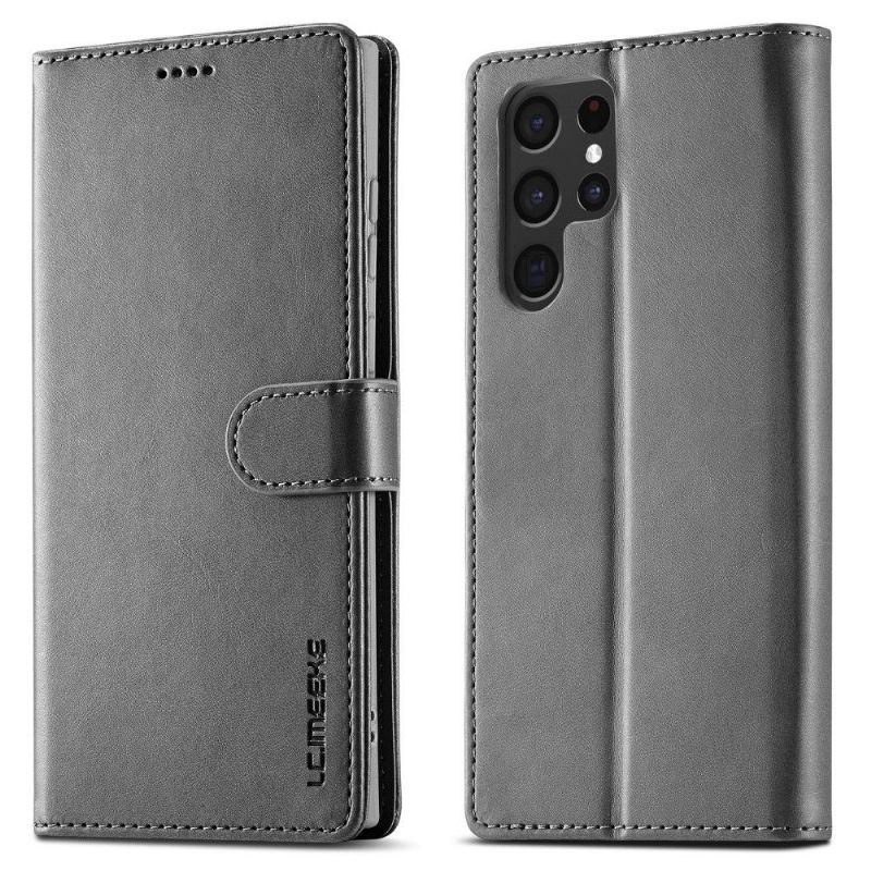 Case voor Samsung Galaxy S22 Ultra 5G Bescherming Folio-hoesje Ledereffect Lc.imeeke