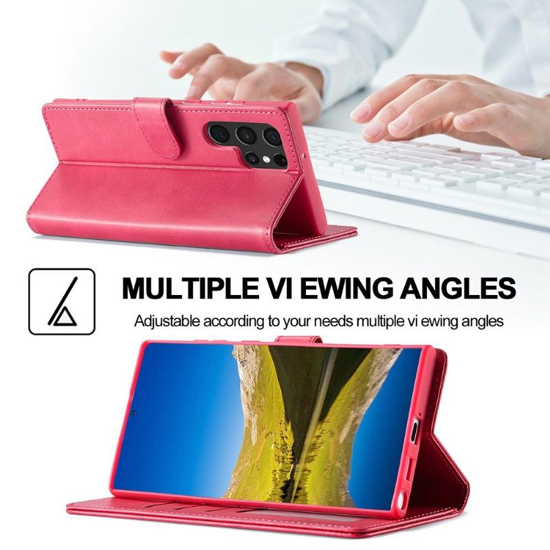 Case voor Samsung Galaxy S22 Ultra 5G Bescherming Folio-hoesje Ledereffect Lc.imeeke