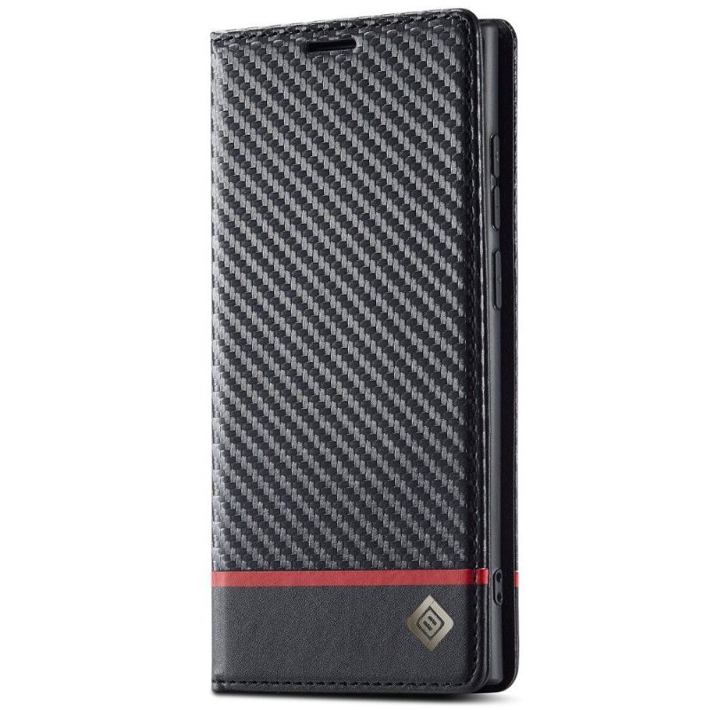 Flip Case voor Samsung Galaxy S22 Ultra 5G Folio-hoesje Koolstofvezel Omdraaien