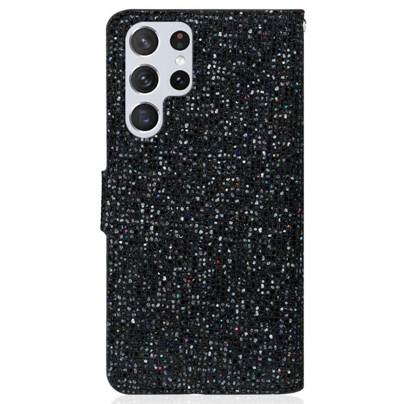 Flip Case voor Samsung Galaxy S22 Ultra 5G Glitterkaarthouder