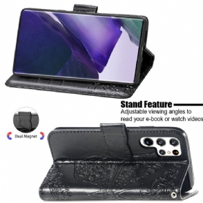 Flip Case voor Samsung Galaxy S22 Ultra 5G Reliëfvlinder