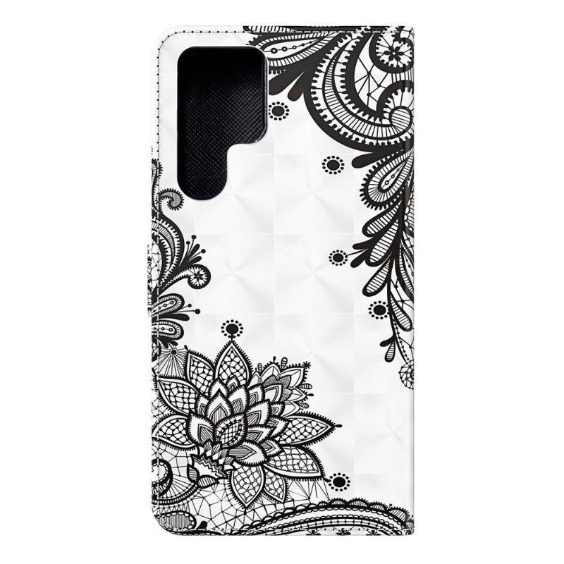 Folio-hoesje voor Samsung Galaxy S22 Ultra 5G Kant Bloemen