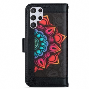 Folio-hoesje voor Samsung Galaxy S22 Ultra 5G Kleurrijke Mandala Dame